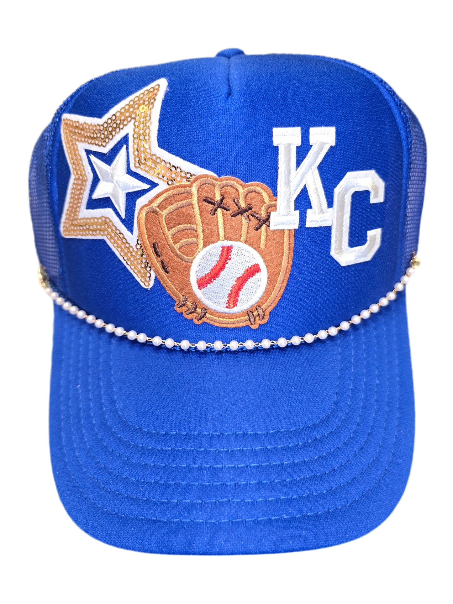 KC Royals Baseball Glove Sequin Star Trucker Hat