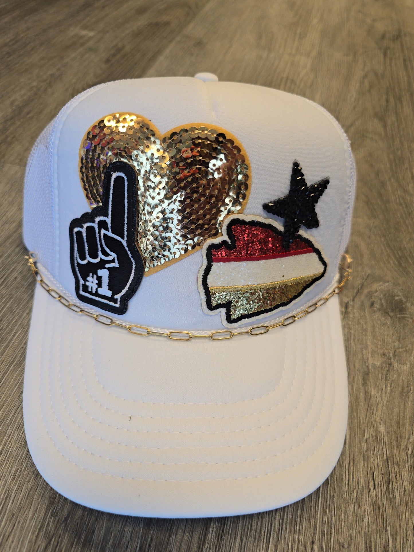 KC Chiefs #1 Sequin Heart Arrowhead Trucker Hat