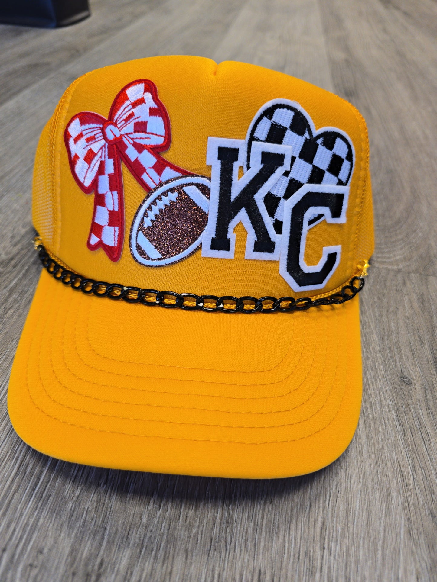 KC Chiefs Checkered Bow Trucker Hat