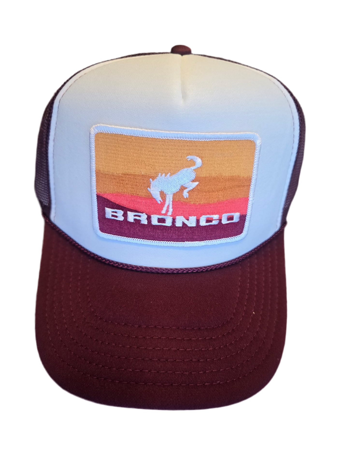 Bronco-inspired Sunset Maroon Trucker Hat