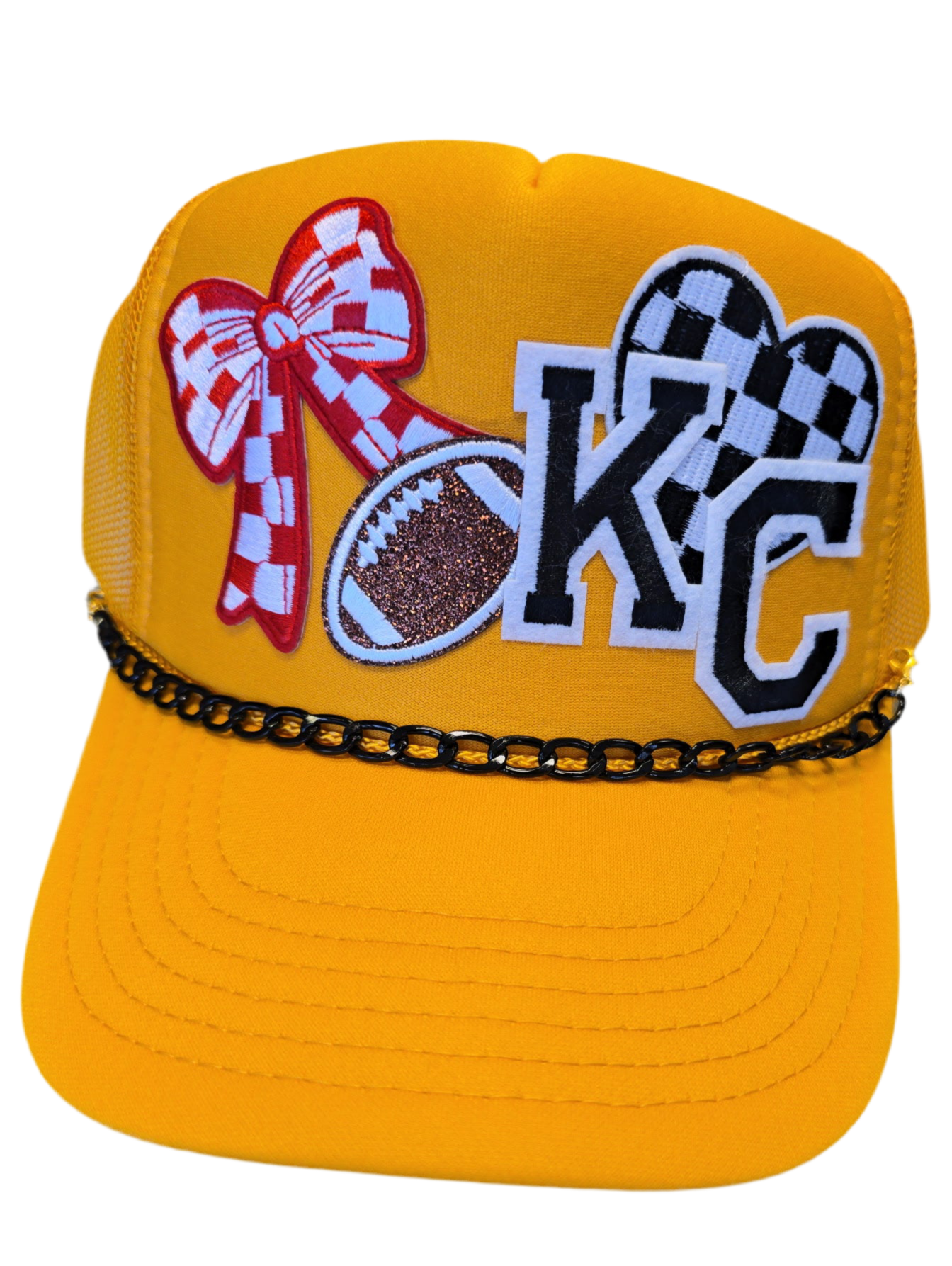 KC Chiefs Checkered Bow Trucker Hat