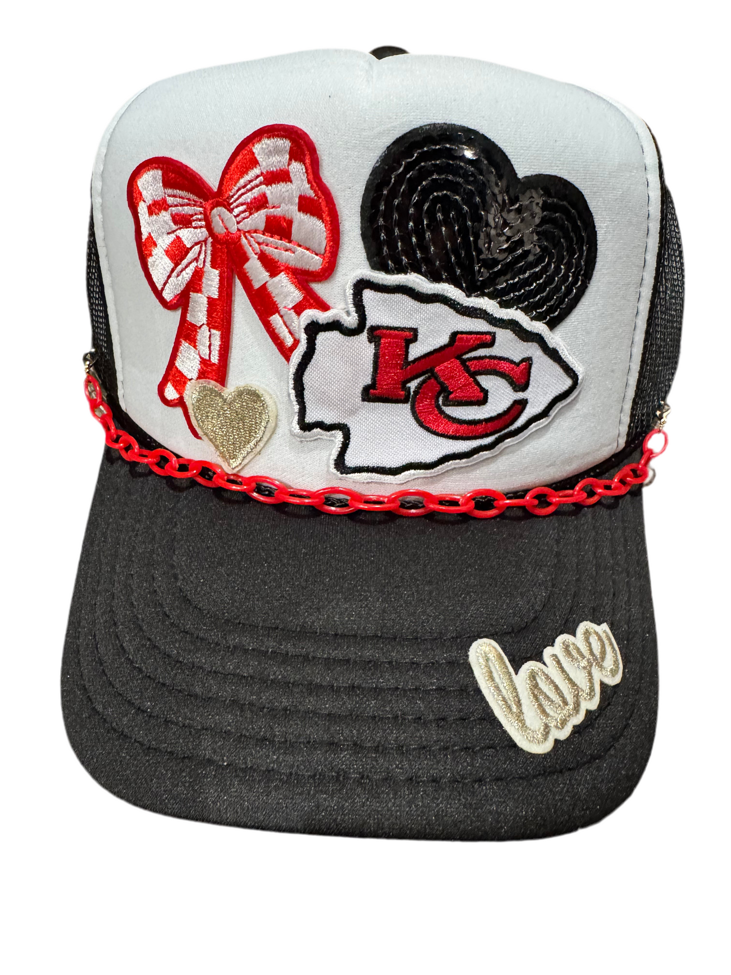KC Chiefs Arrowhead Red Checkered Bow Trucker Hat