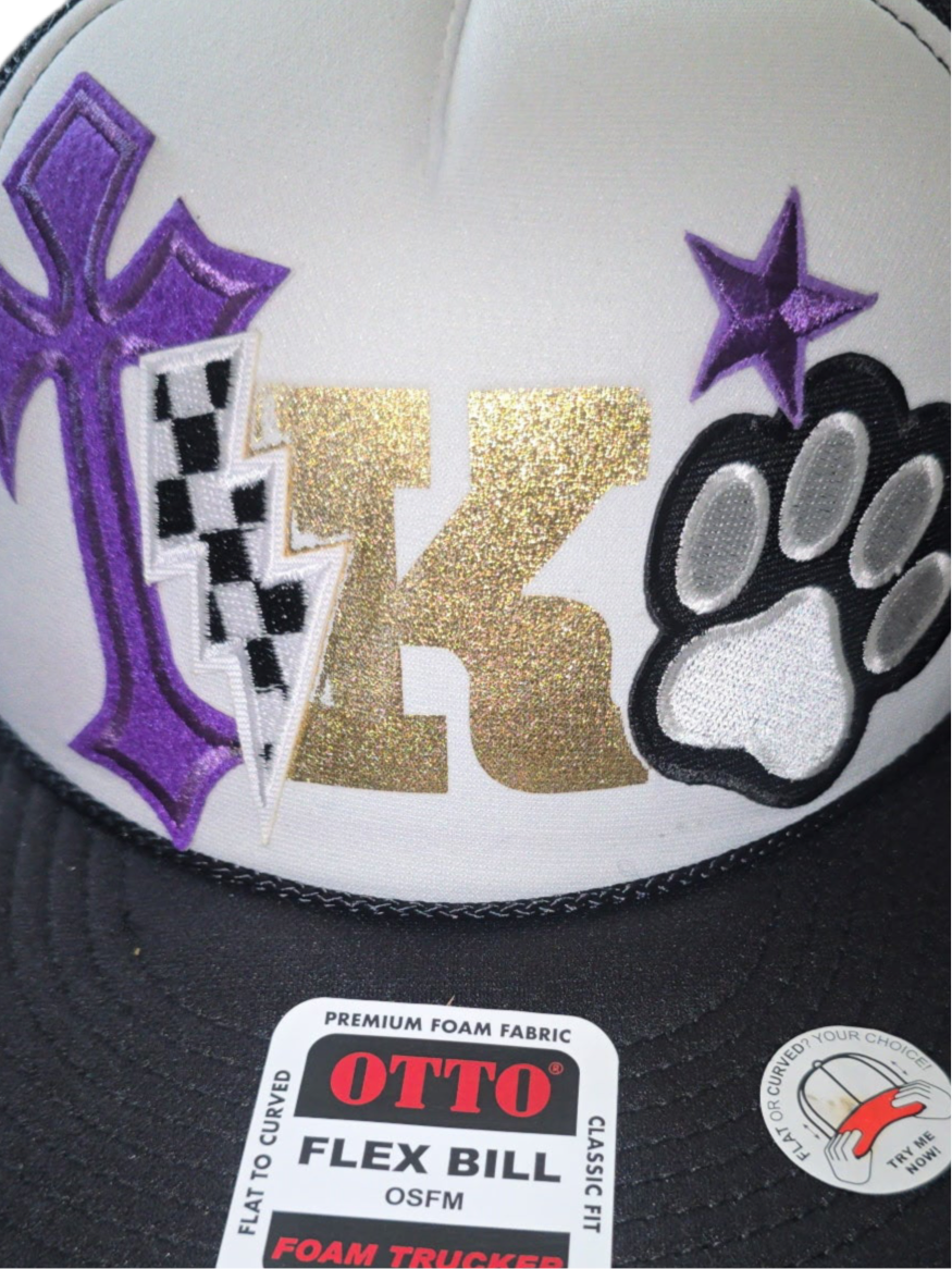 Kearney Bulldogs Gold K & Cross Flat Bill Trucker Hat