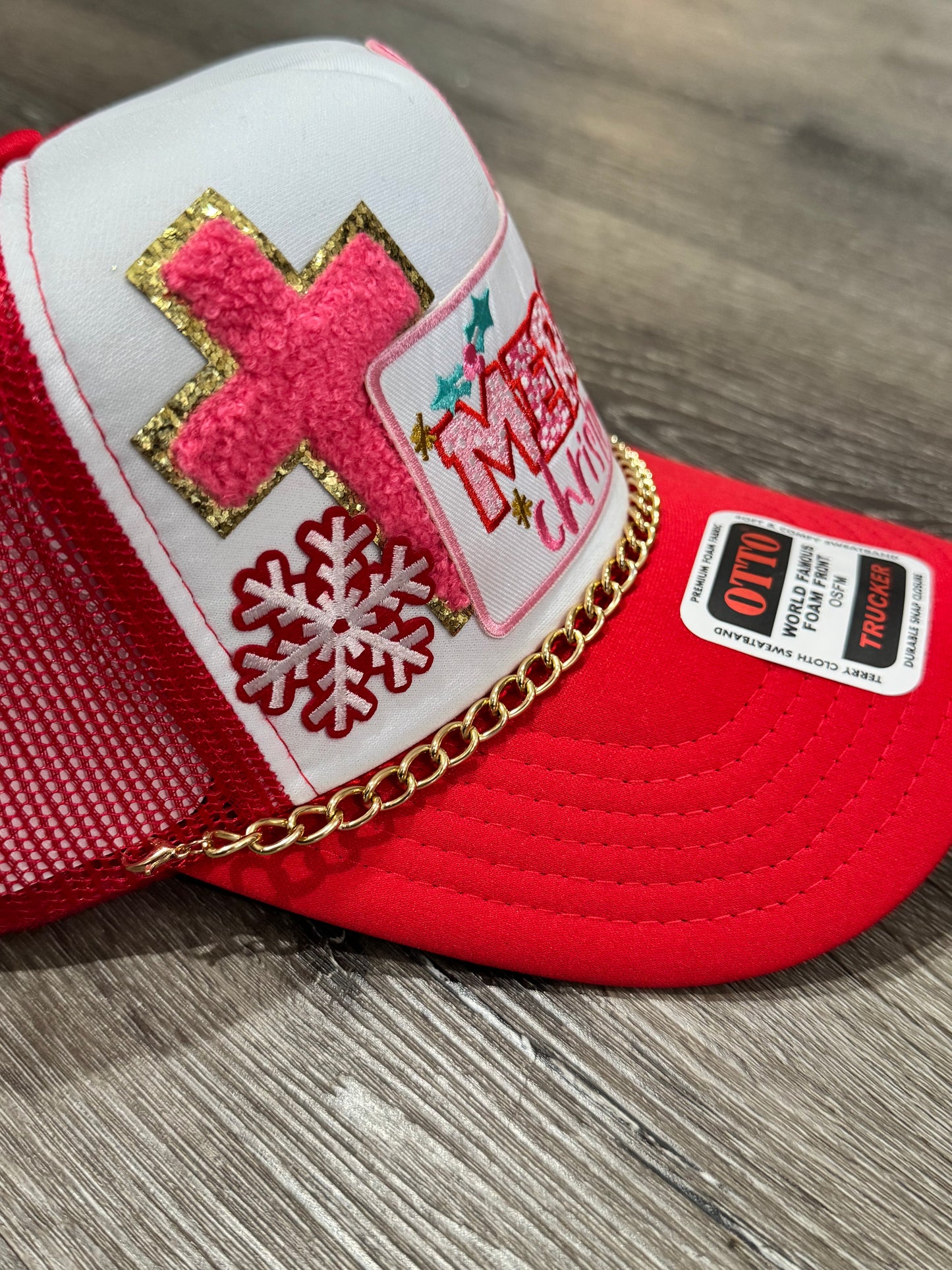 Merry Christmas Pink Trucker Hat