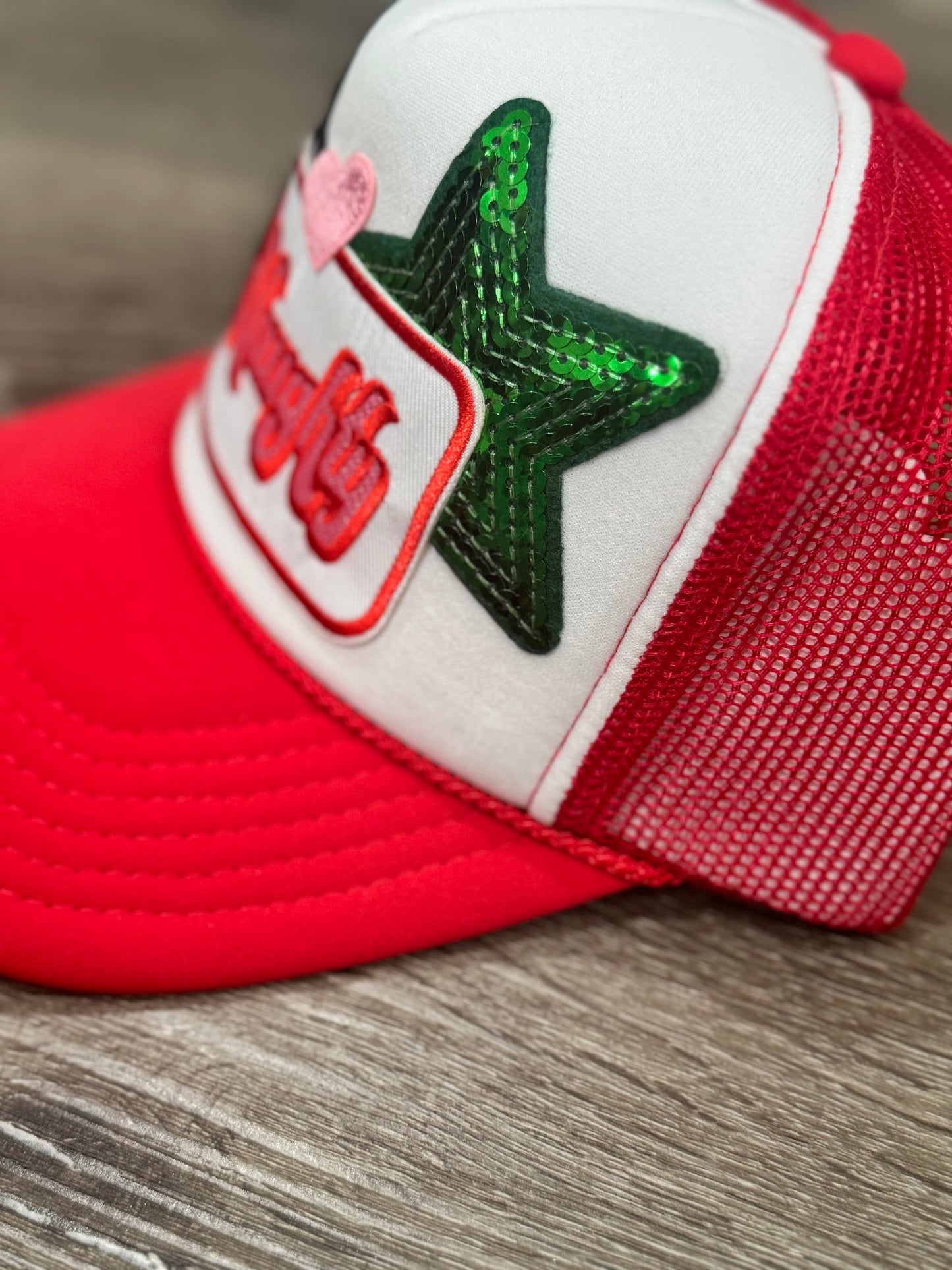 Naughty Checkered Bow Christmas Trucker Hat
