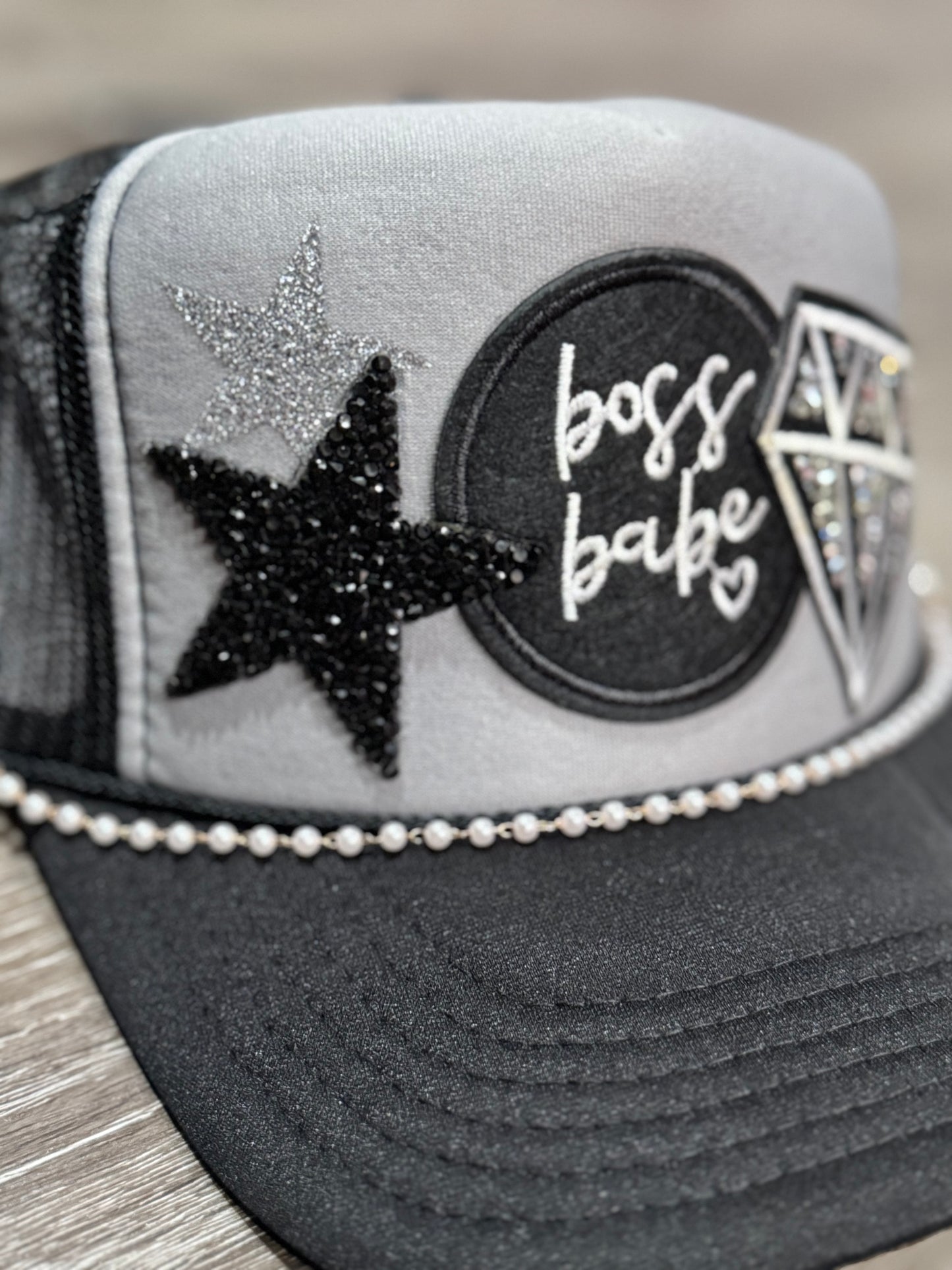 Boss Babe Rhinestone & Diamond Trucker Hat