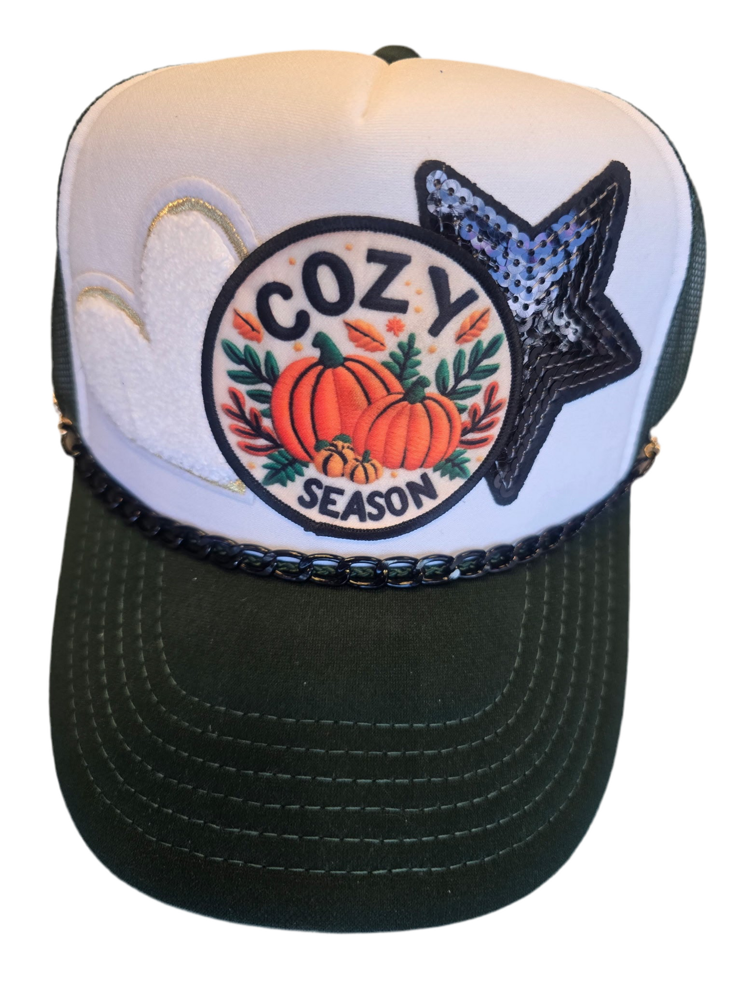 Cozy Season Pumpkin Fall Trucker Hat