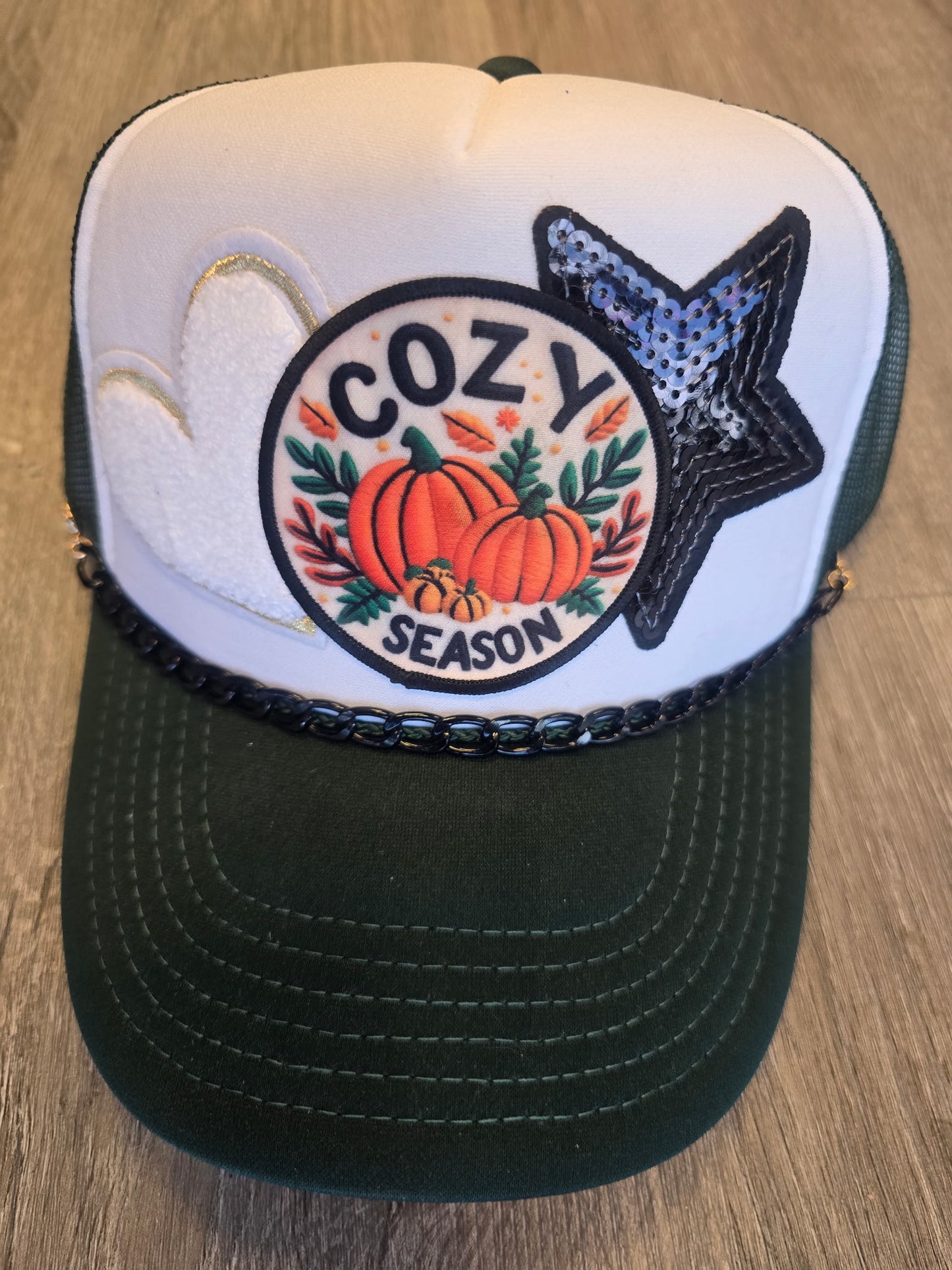 Cozy Season Pumpkin Fall Trucker Hat