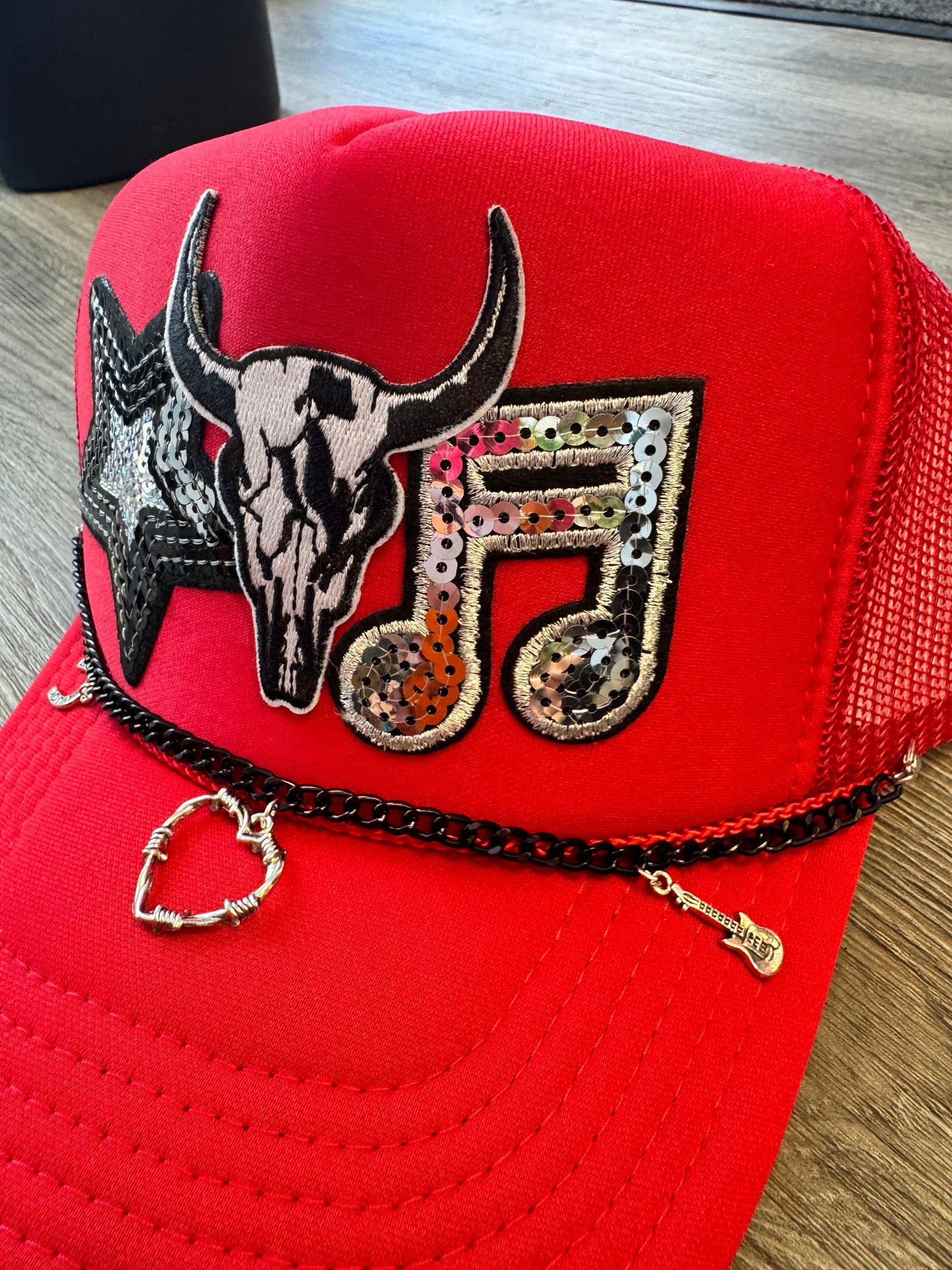 Country Music Girl Western Trucker Hat with Charmed Chain