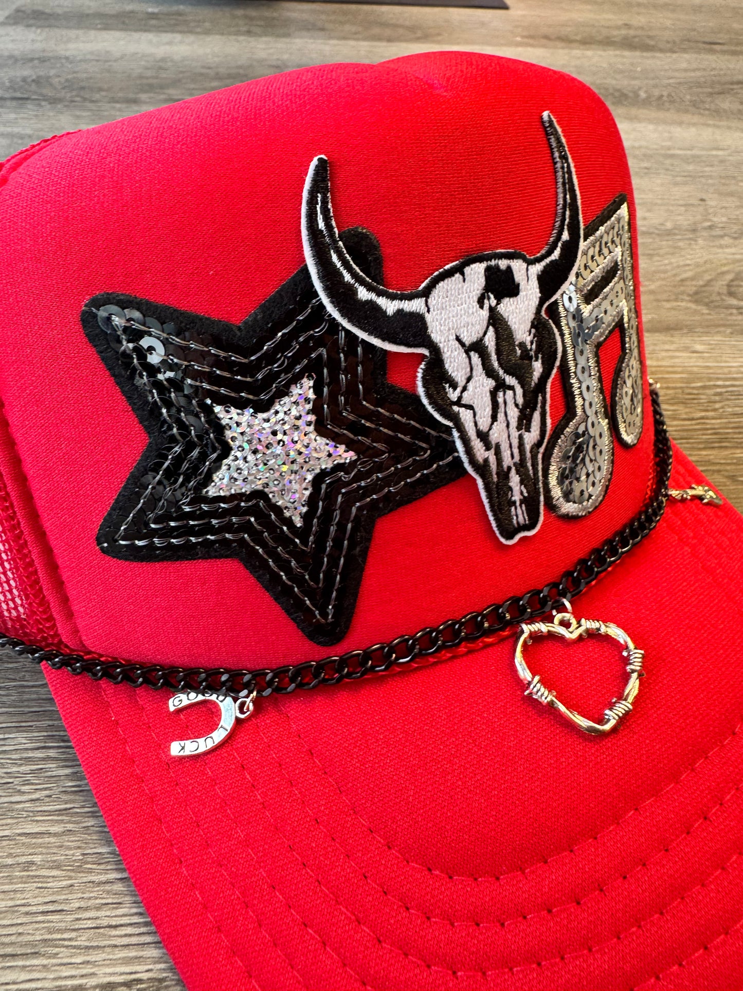 Country Music Girl Western Trucker Hat with Charmed Chain