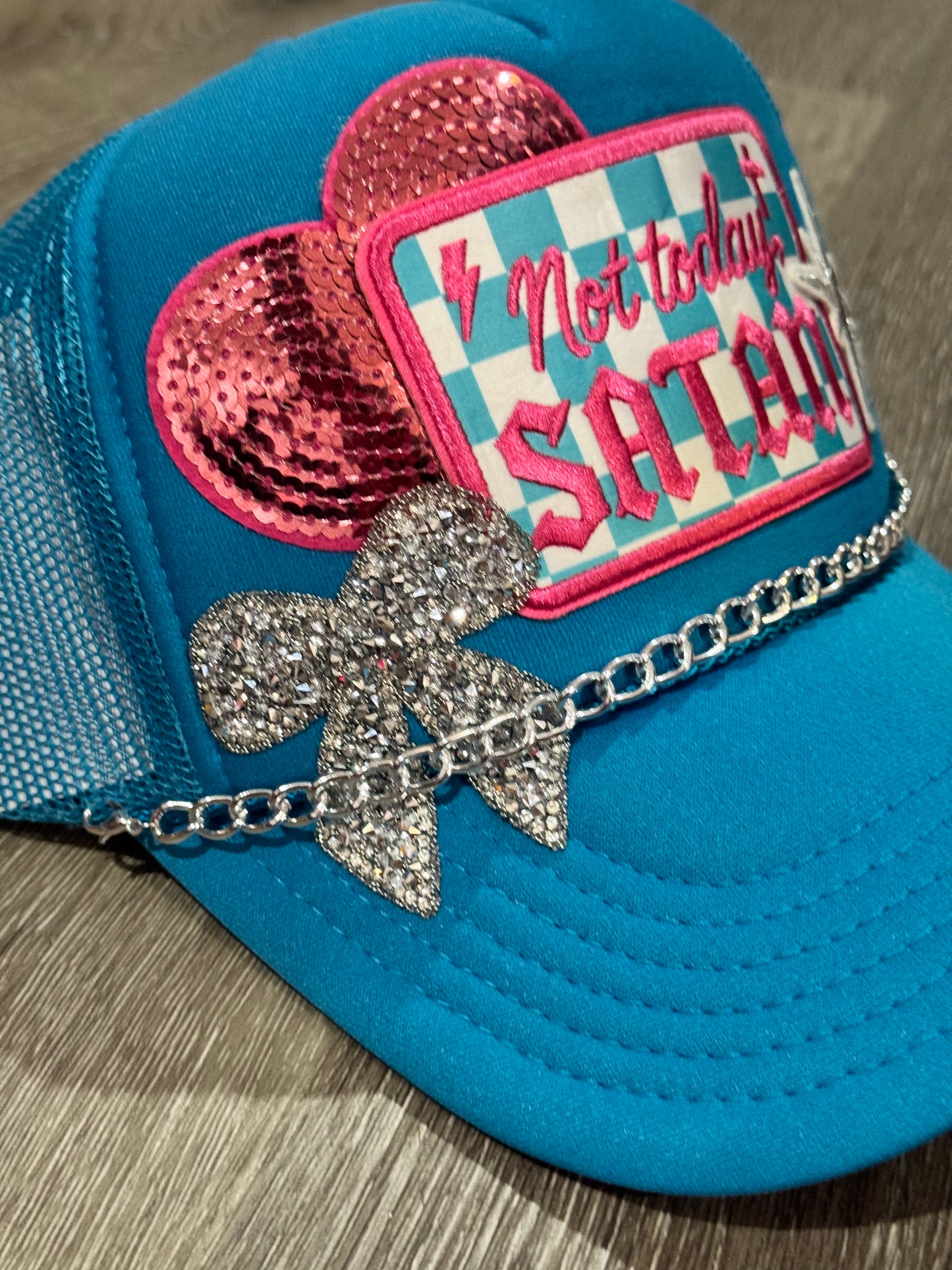 Not Today Satan Checkered Trucker Hat