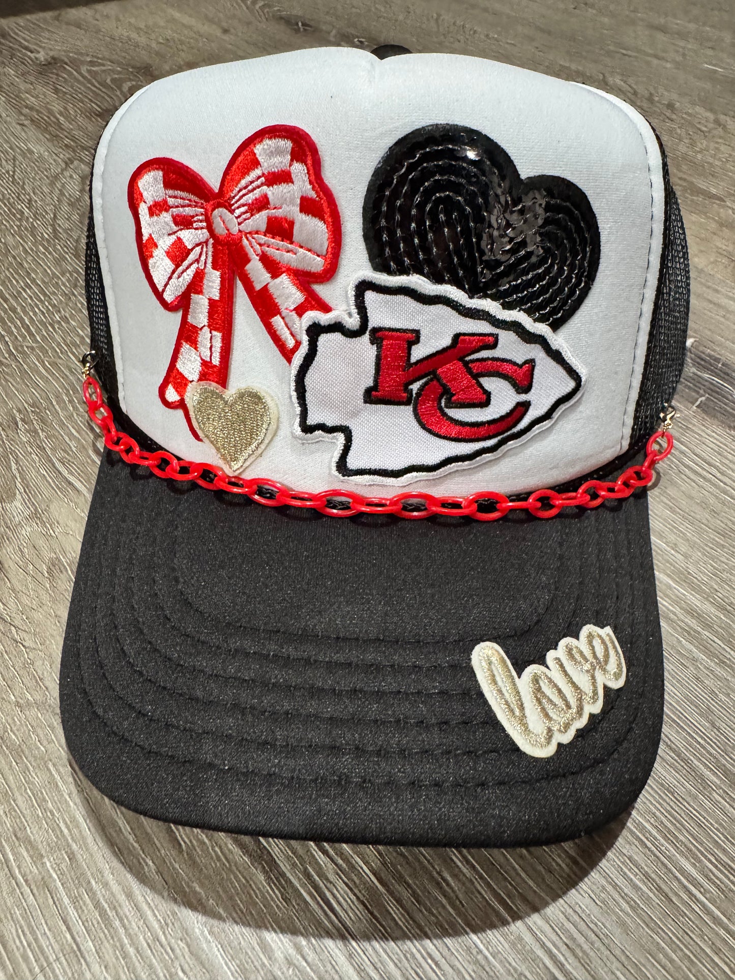 KC Chiefs Arrowhead Red Checkered Bow Trucker Hat