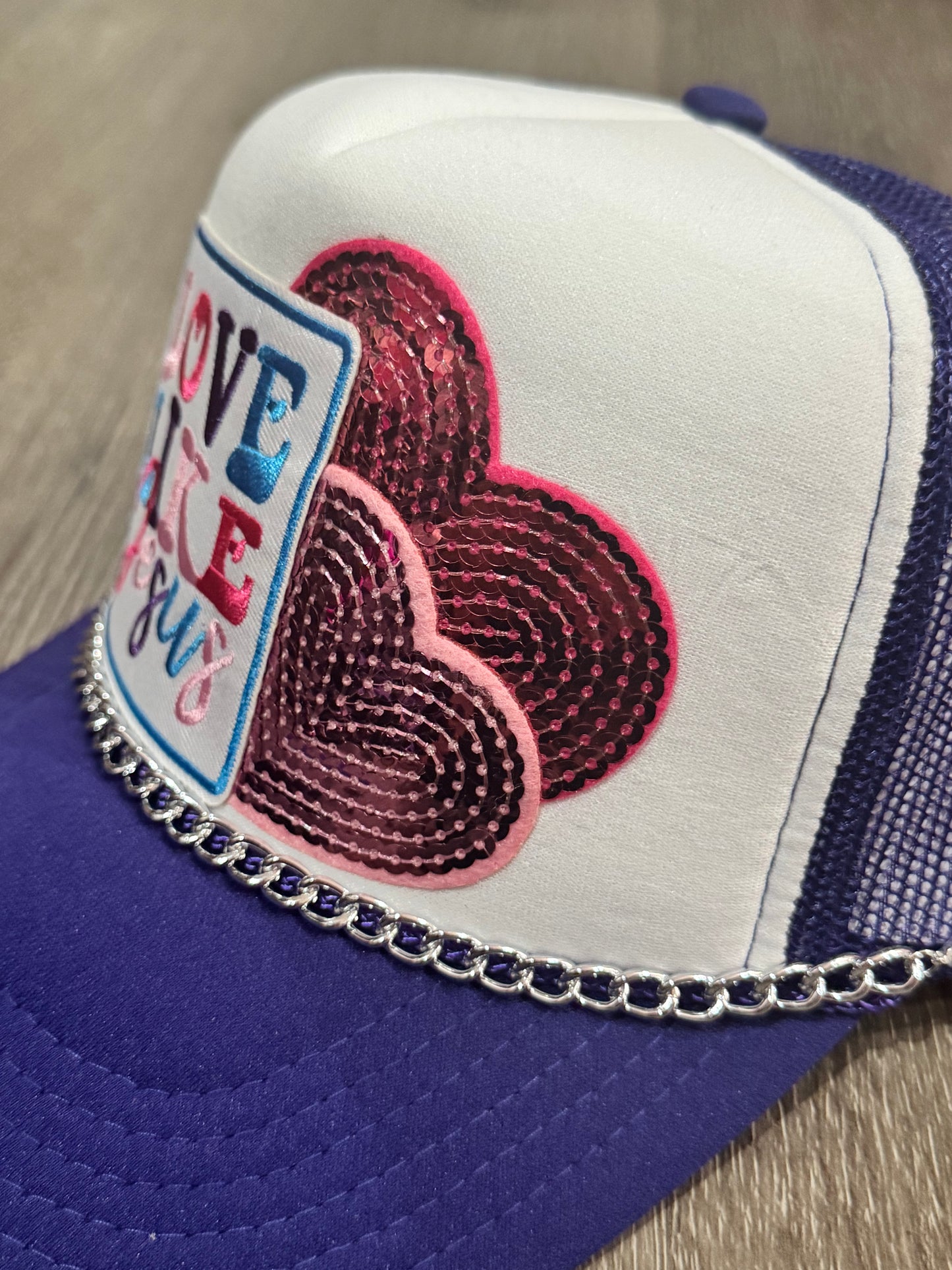 Love Like Jesus Purple & White Trucker Hat