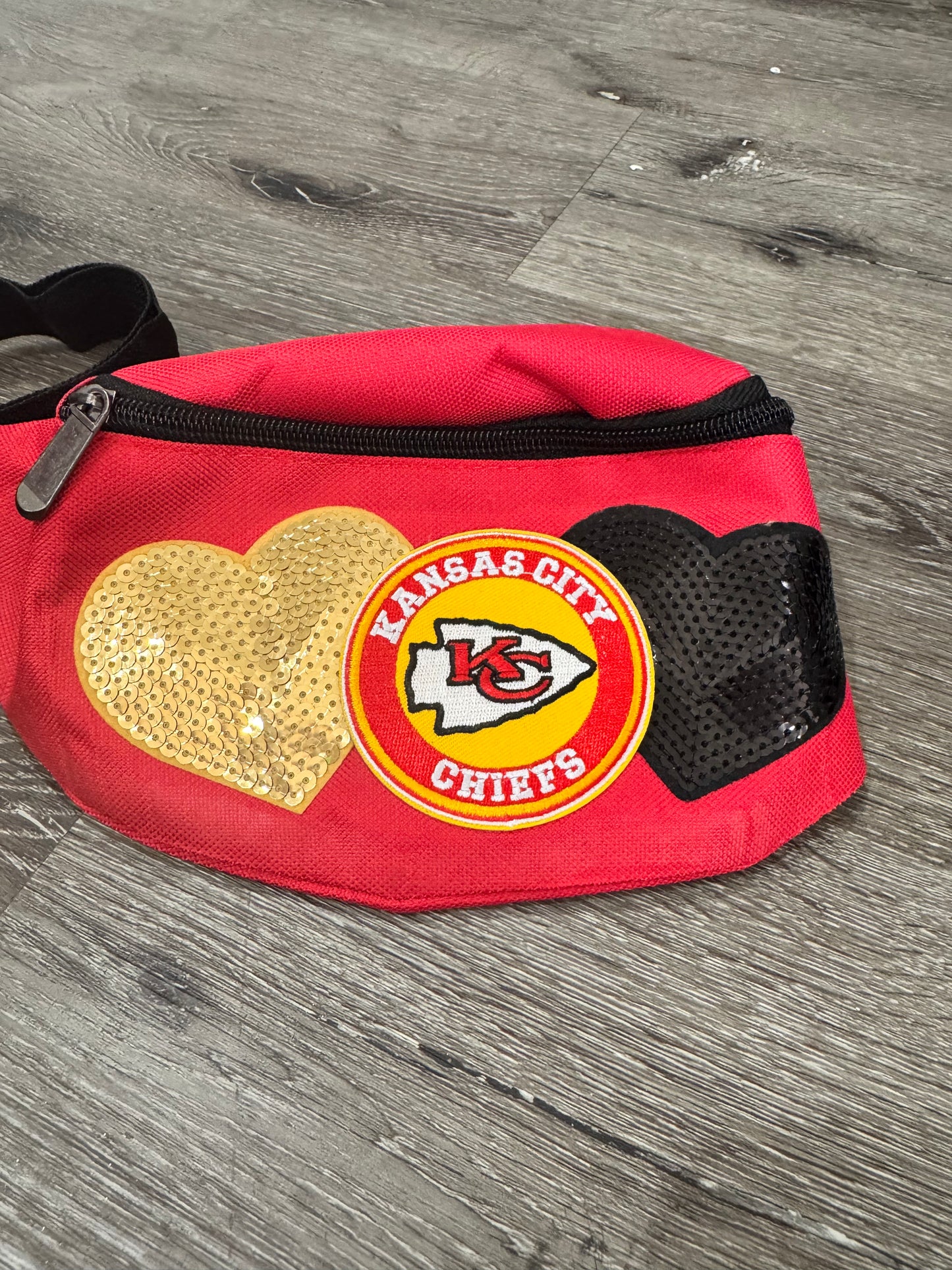 Kansas City Chiefs Hearts Canvas Fanny Pack Bag