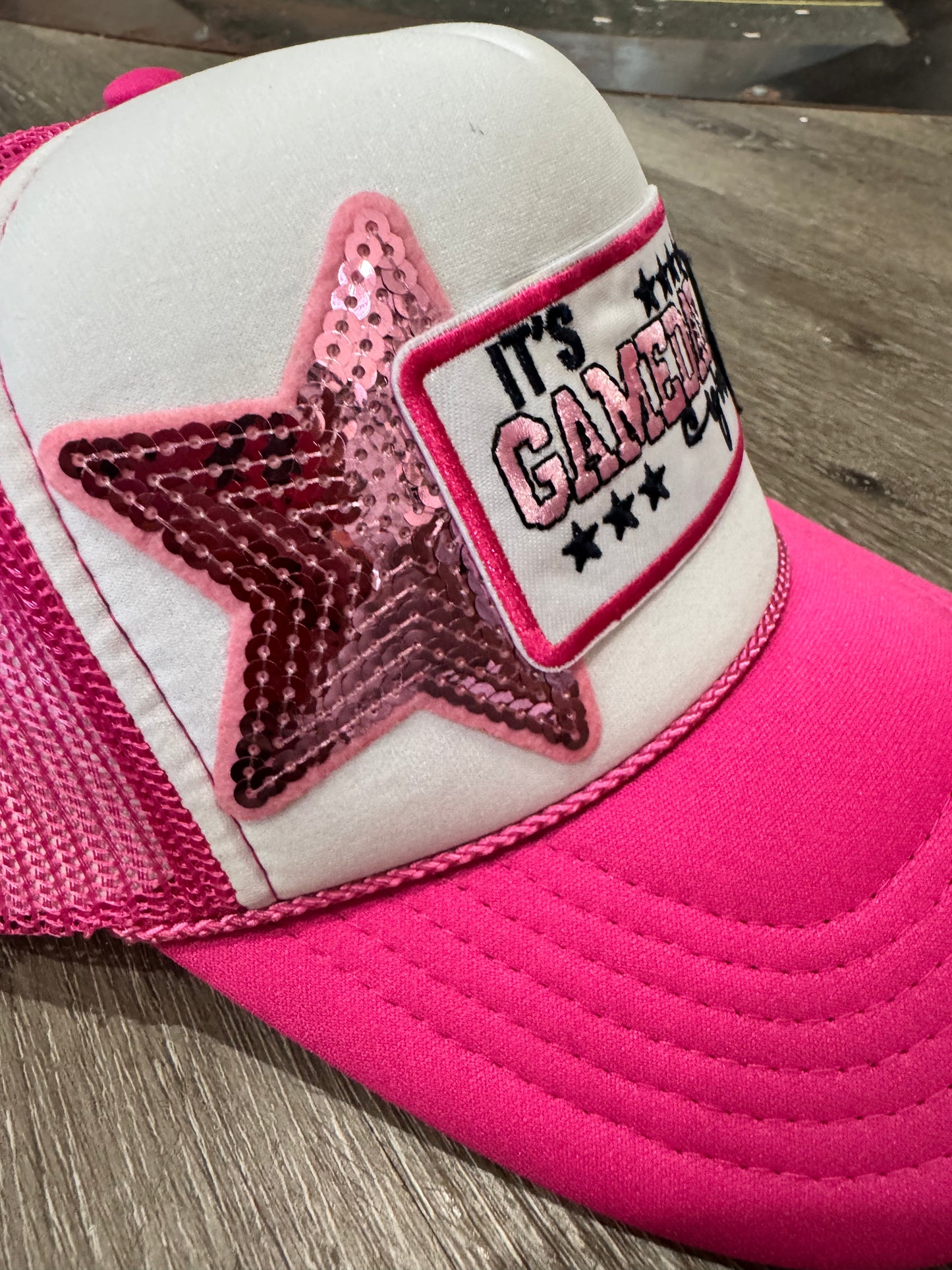 It’s Gameday Y’all Breast Cancer Awareness Pink & White Trucker Hat