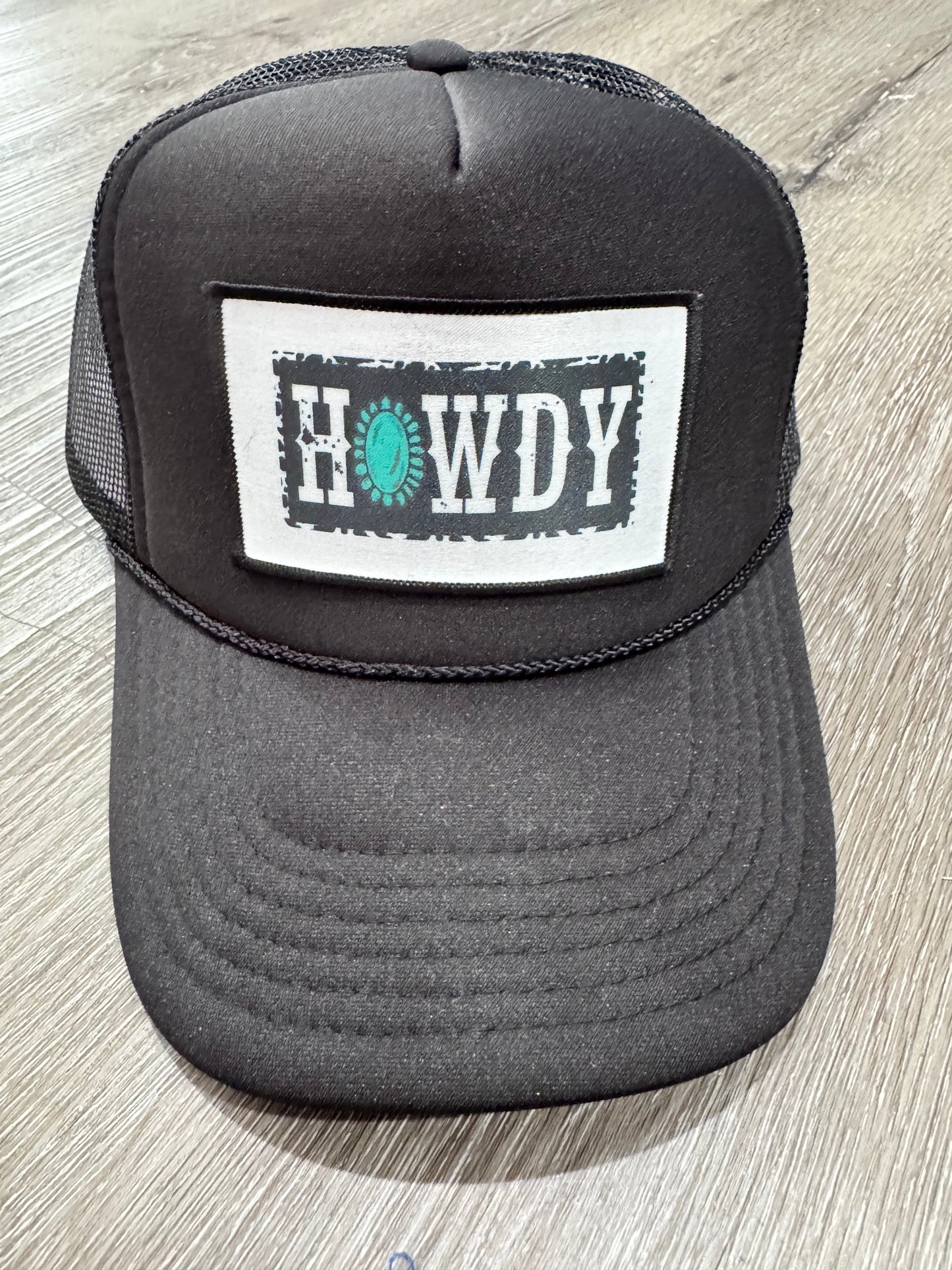 Howdy Turquoise & Black Patch Trucker Hat