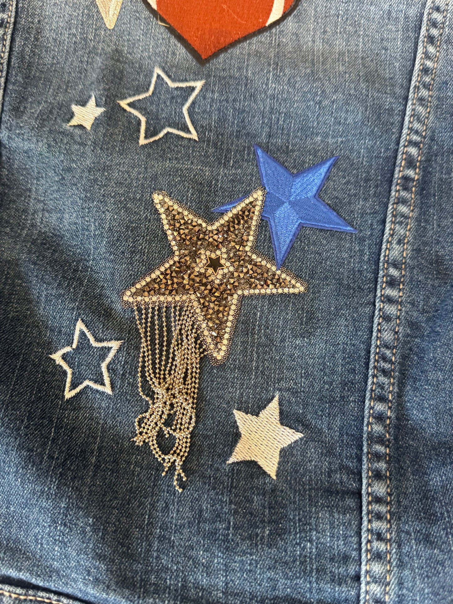 Dallas Cowboys Football Bling Jean Jacket, L Girls