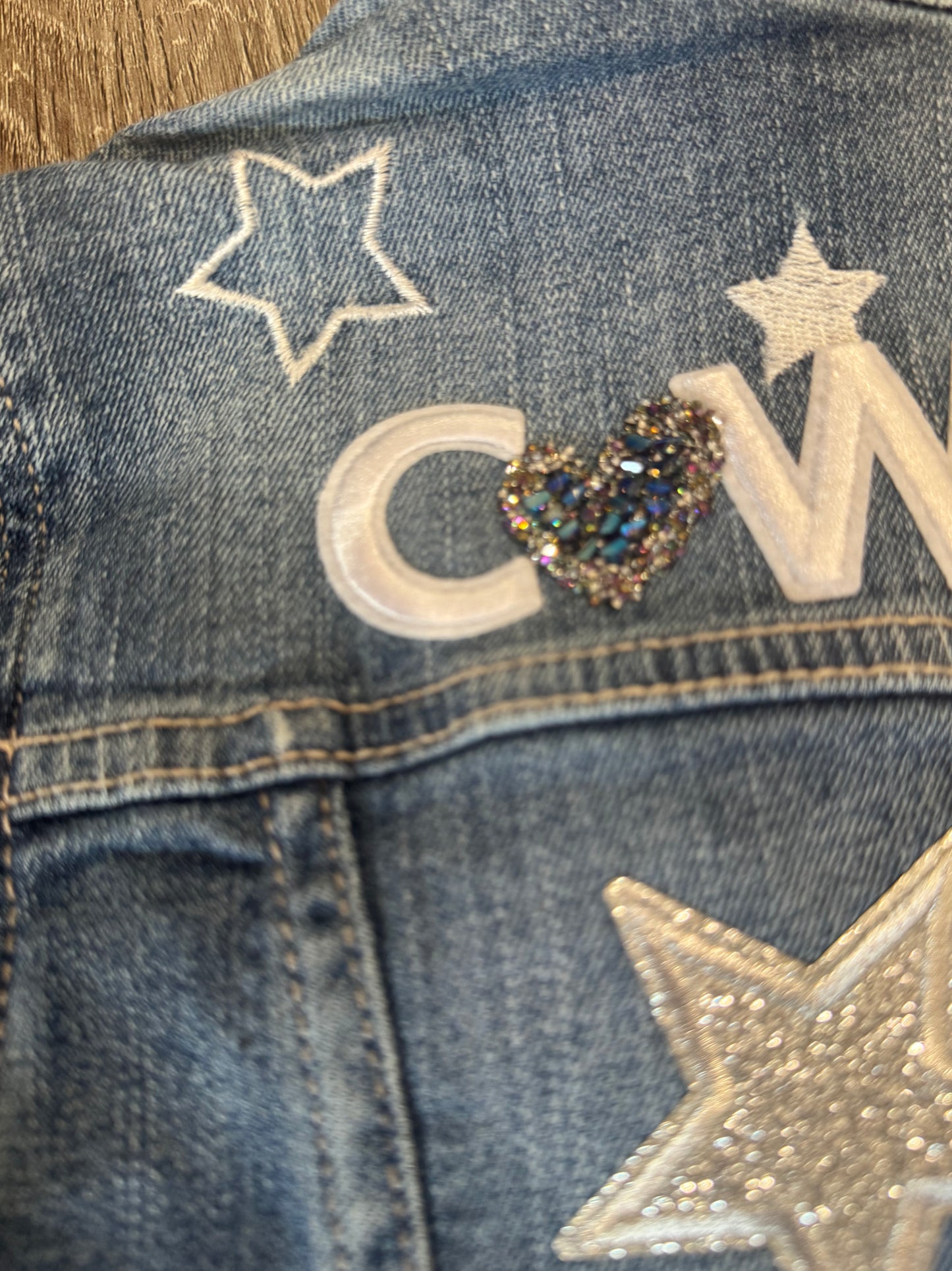 Dallas Cowboys Football Bling Jean Jacket, L Girls