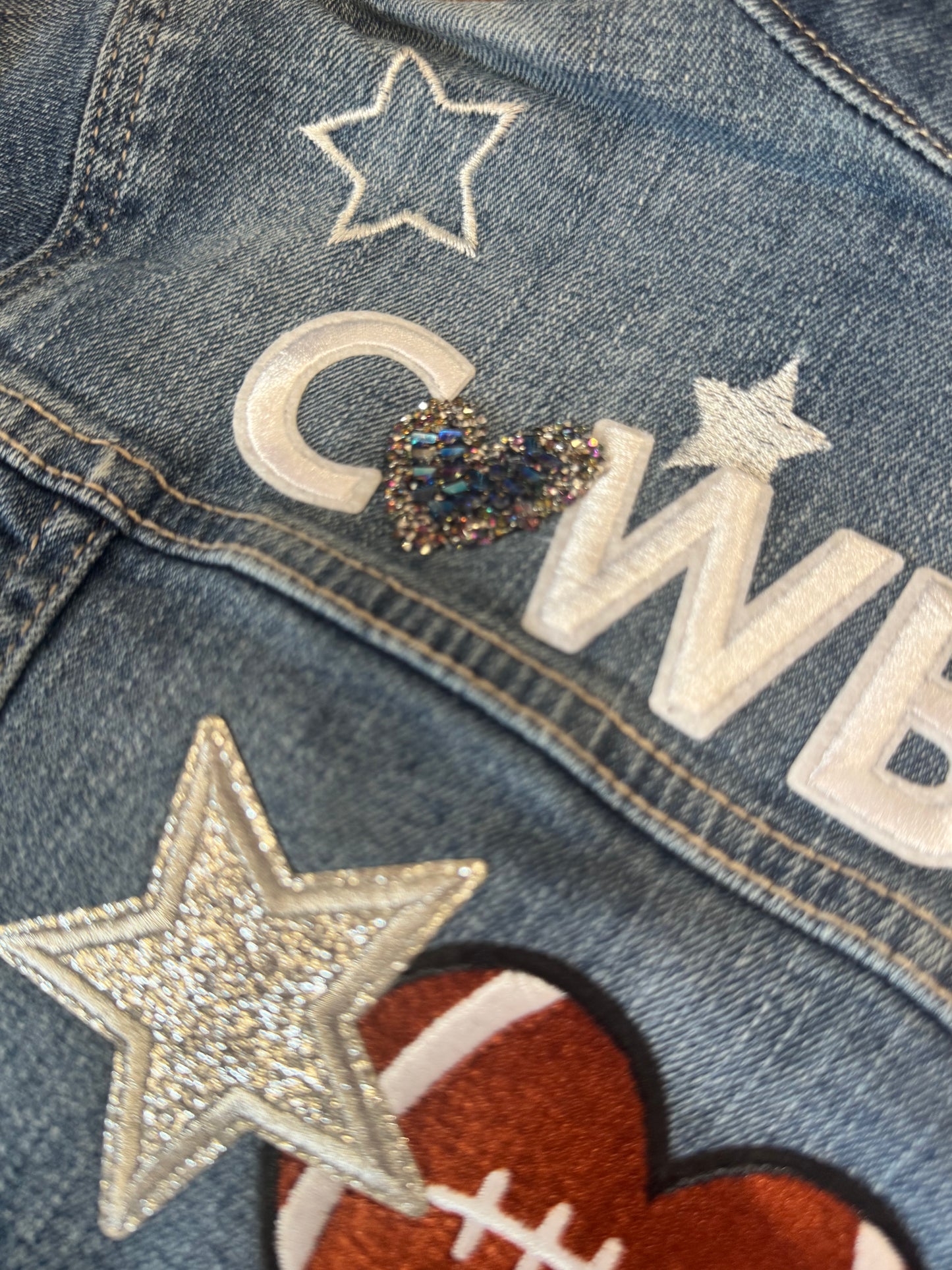 Dallas Cowboys Football Bling Jean Jacket, L Girls