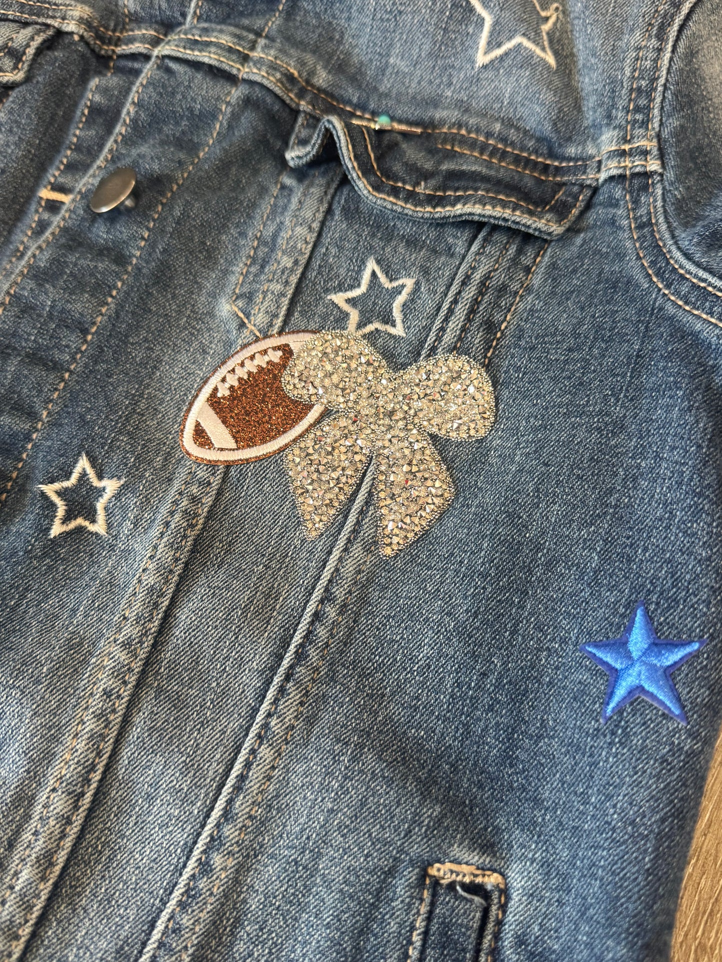 Dallas Cowboys Football Bling Jean Jacket, L Girls
