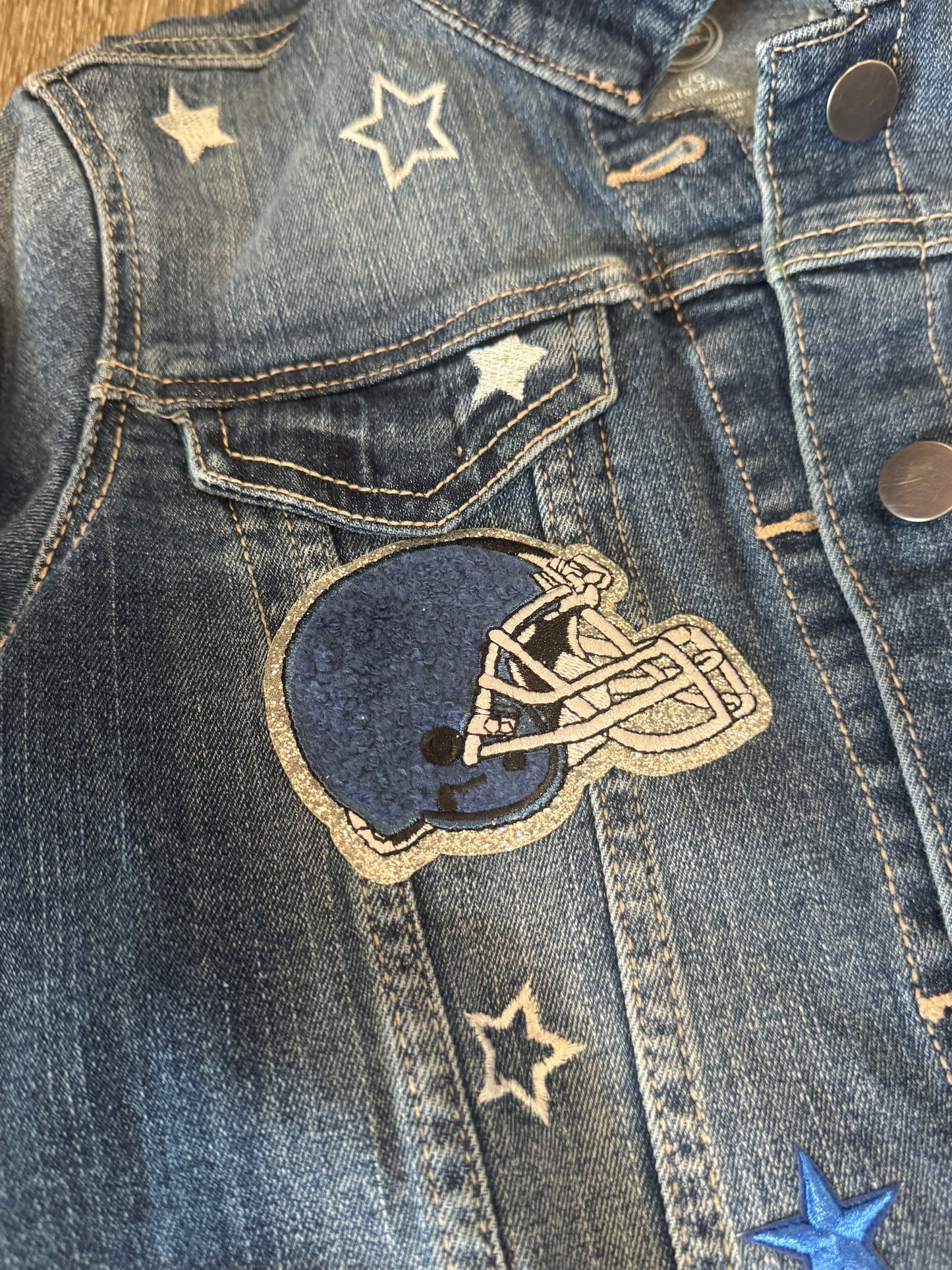 Dallas Cowboys Football Bling Jean Jacket, L Girls