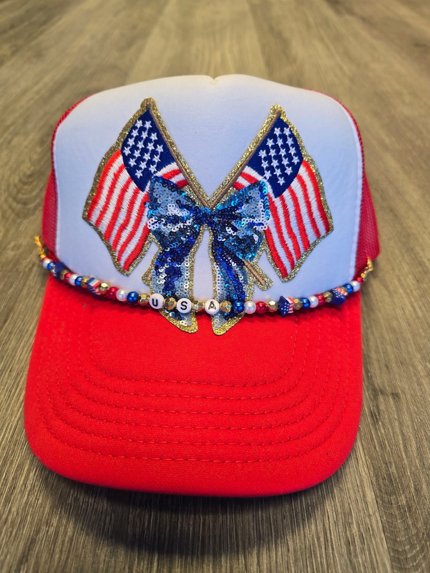 Sparkle American Flag Trucker Hat