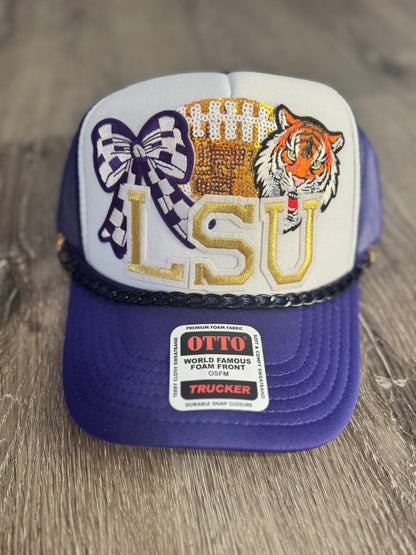 LSU Tigers Checkered Bow Trucker Hat