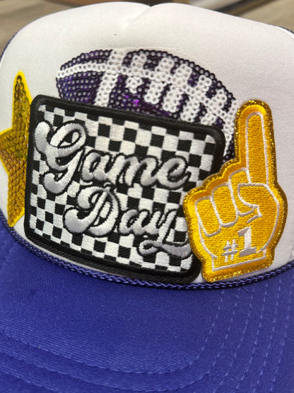 Game Day Purple & Gold Team Football Trucker Hat