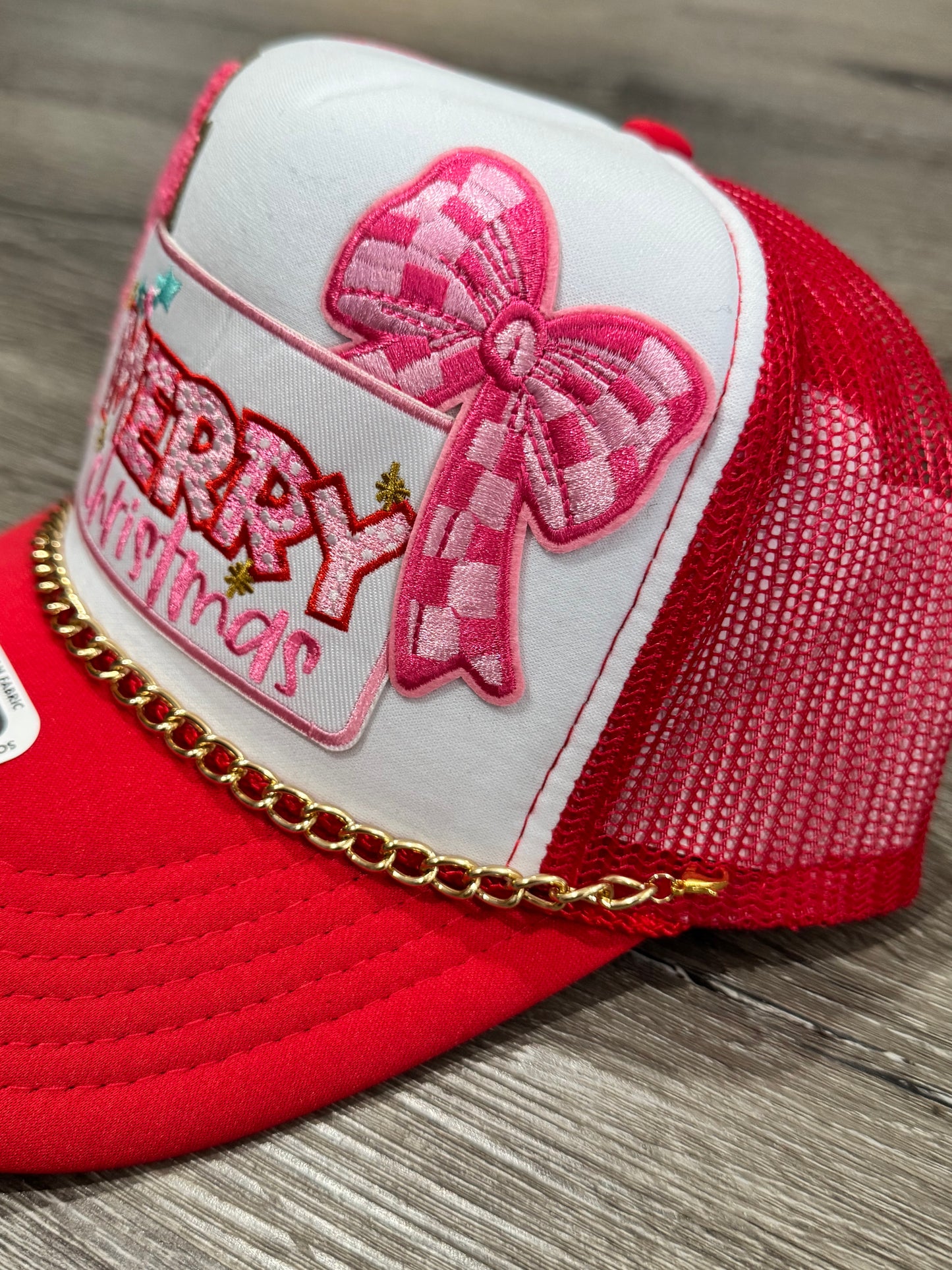 Merry Christmas Pink Trucker Hat