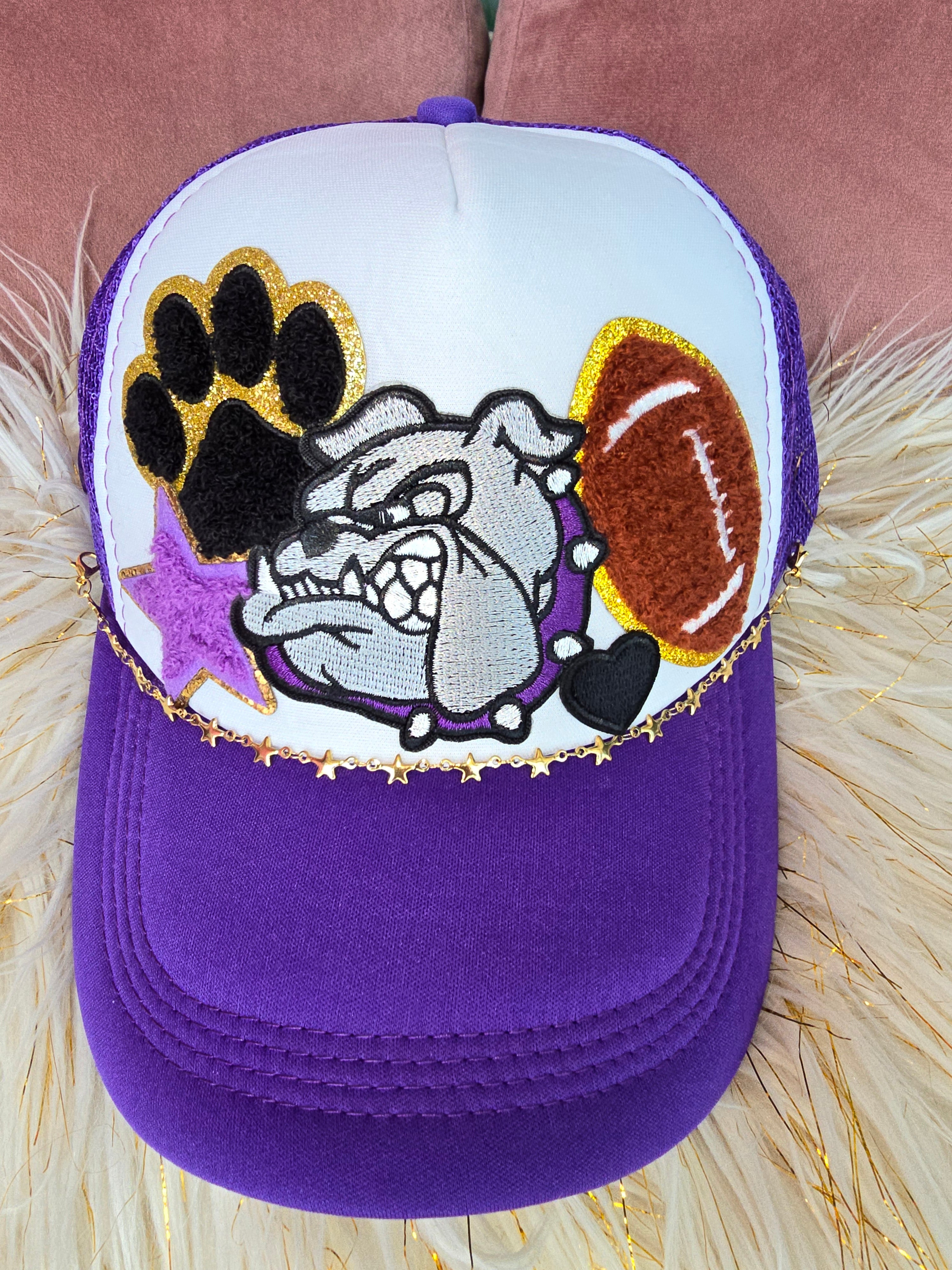 Purple DOG MOM Message Brim Baseball Cap store Hat Rugged Embroider Trucker Patch Paw