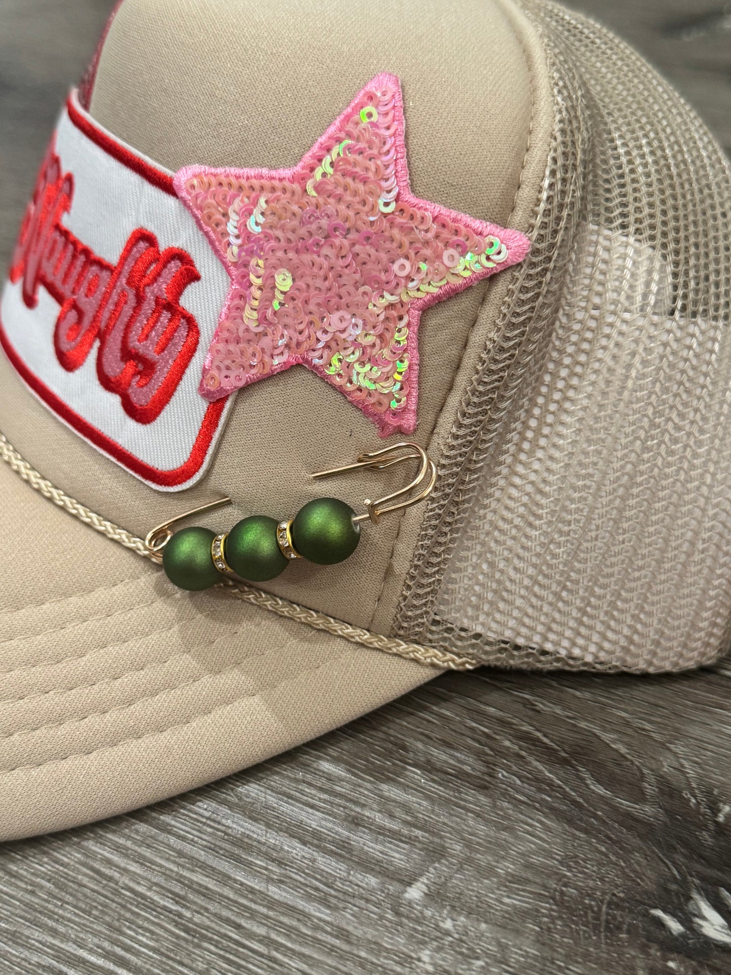 Naughty Christmas Tan Trucker Hat