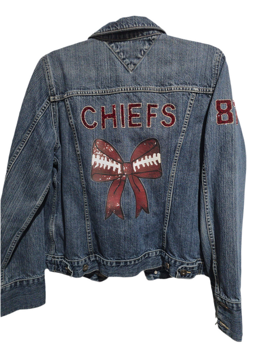 KC Chiefs Football Jean Jacket, L Women’s