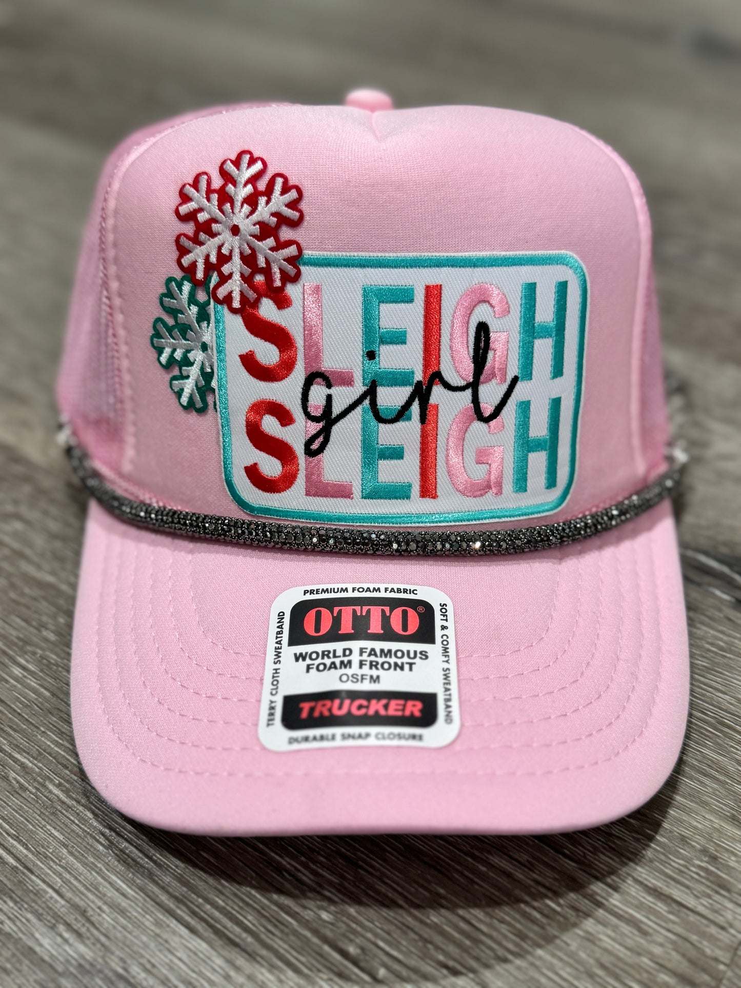 Sleigh Girl Sleigh Light Pink Christmas Trucker Hat