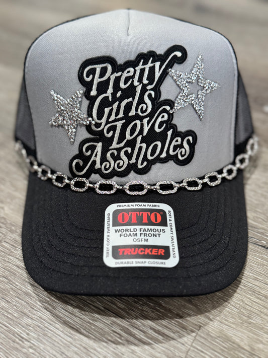 Pretty Girls Love Assholes Grey & Black Trucker Hat