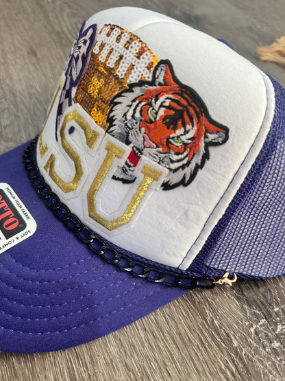 LSU Tigers Checkered Bow Trucker Hat