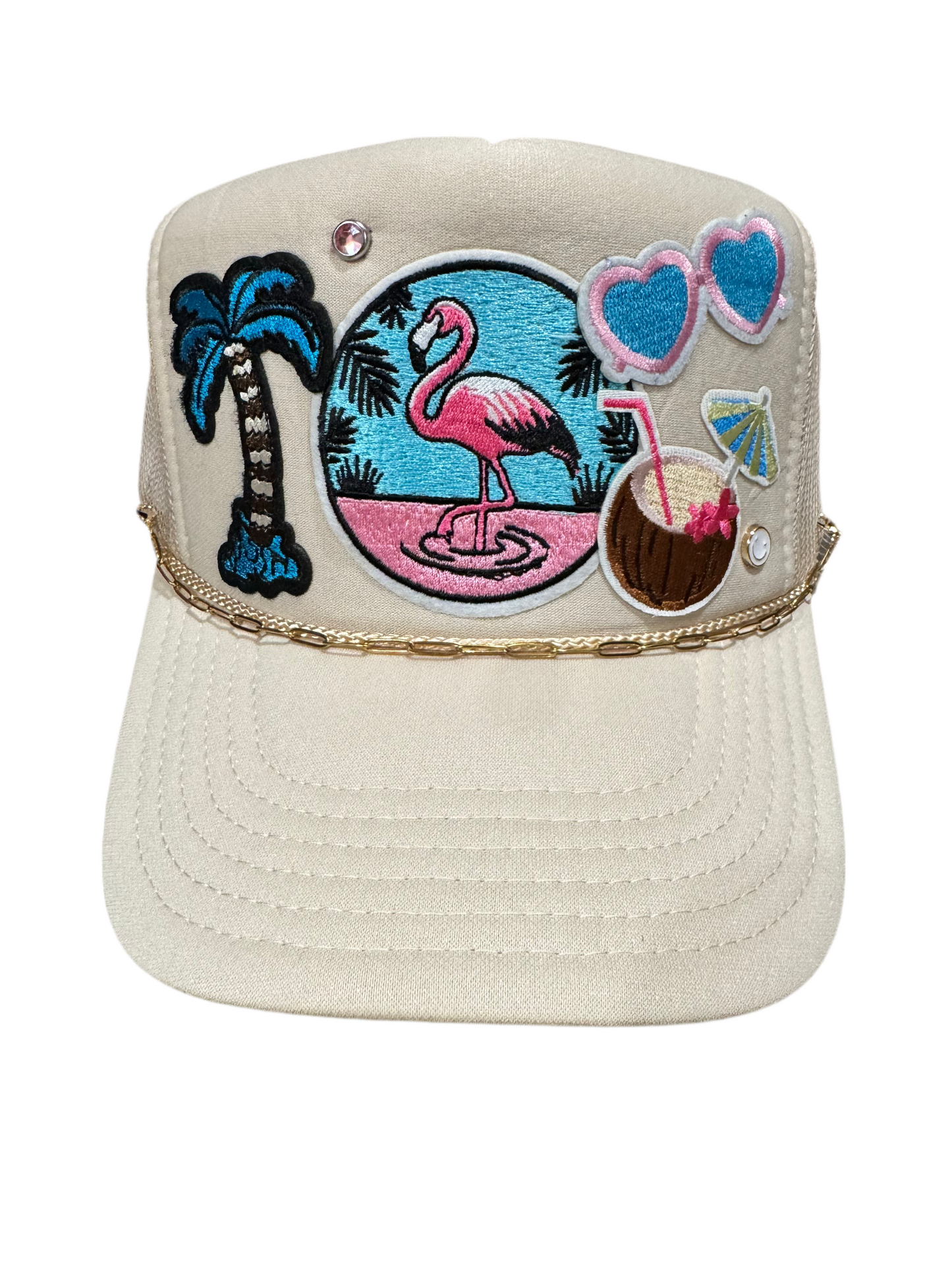 Flamingo Beach Babe Tan Trucker Hat
