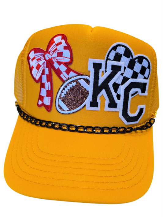 KC Chiefs Checkered Bow Trucker Hat