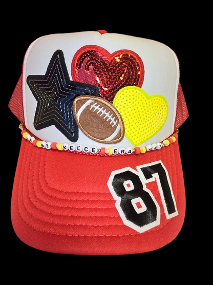 KC Chiefs Kelce #87 Red/White Trucker Hat