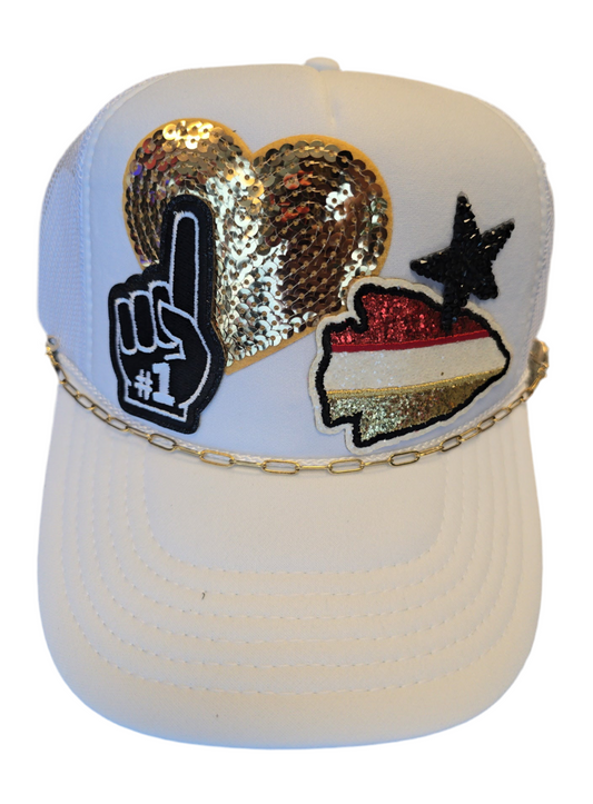 KC Chiefs #1 Sequin Heart Arrowhead Trucker Hat