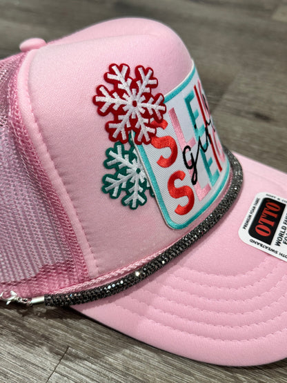 Sleigh Girl Sleigh Light Pink Christmas Trucker Hat