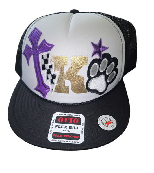 Kearney Bulldogs Gold K & Cross Flat Bill Trucker Hat