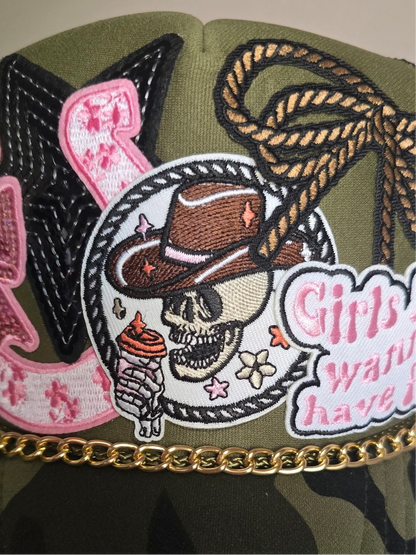 Girls Just Want to Have Fun Horseshoe Camo Trucker Hat