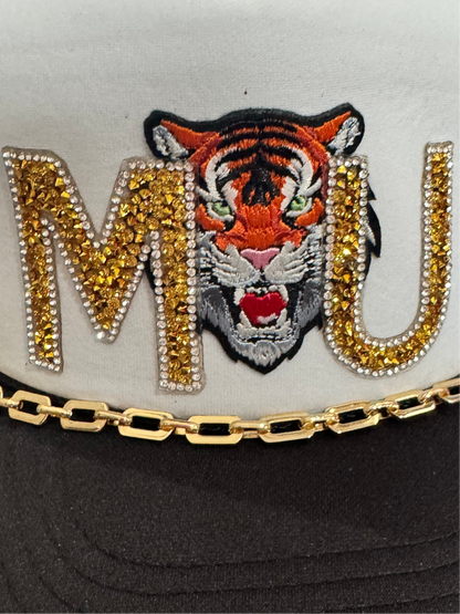 MU Tigers Rhinestone Letters Black & White Trucker Hat