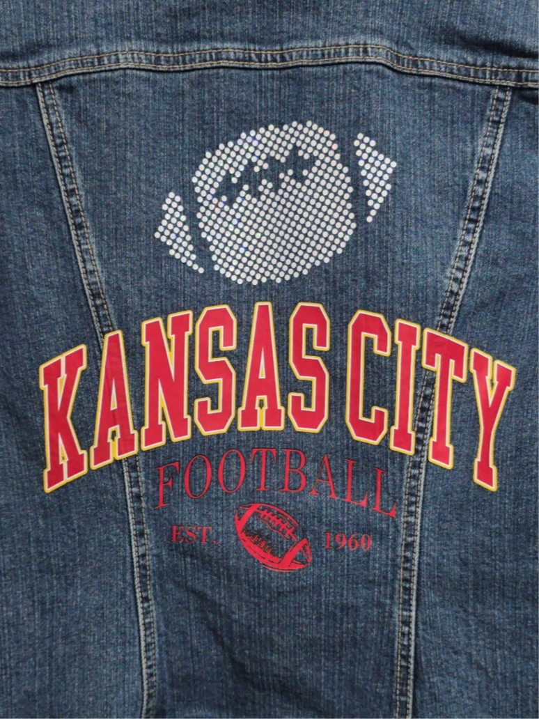 Kansas City Arched Football Jean Jacket, M Women’s