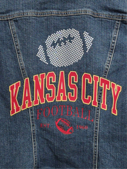 Kansas City Arched Football Jean Jacket, M Women’s