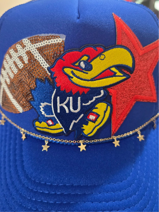 KU Jayhawks Football & Shimmer Star Trucker Hat