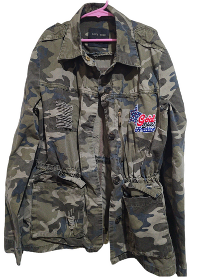 Camo God Bless America Jacket, S Women’s