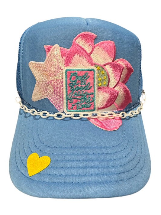 God is Good All the Time Lotus Flower Trucker Hat