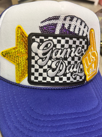 Game Day Purple & Gold Team Football Trucker Hat