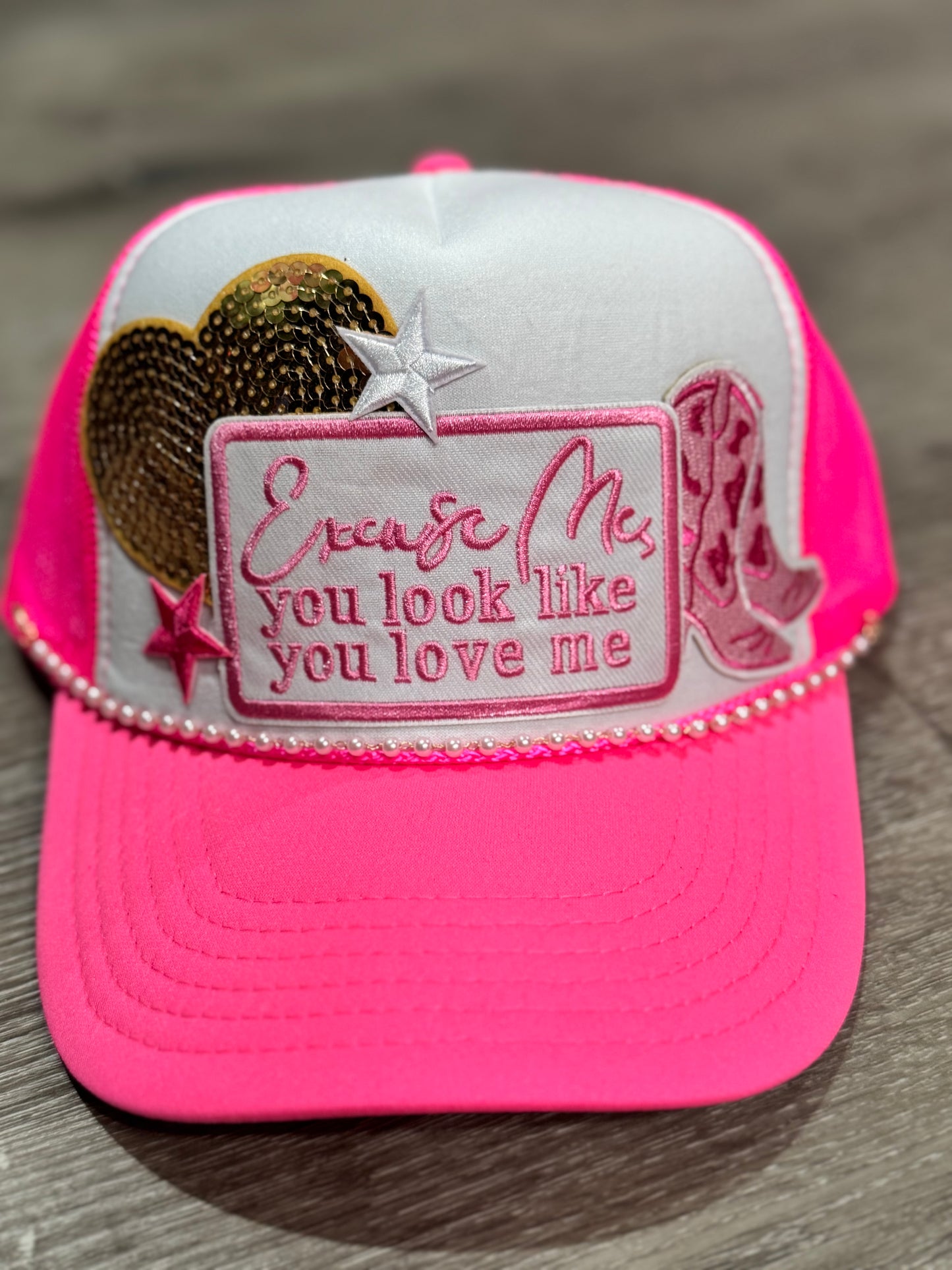 Excuse Me, You Look Like You Love Me Cowgirl Boots Trucker Hat